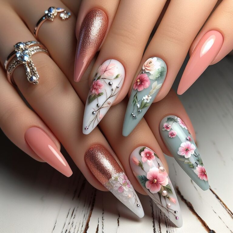 Spring nails acrylic tips simple with glitter nail designs tips short 2024